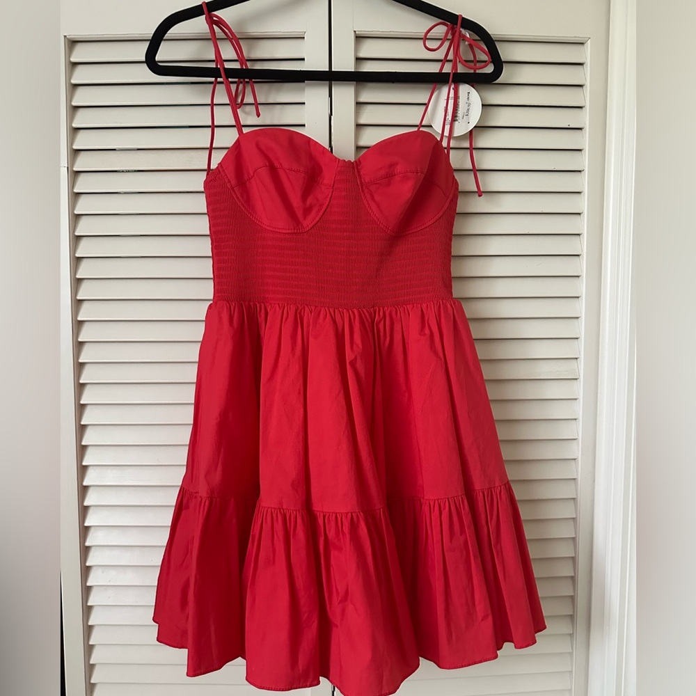 NWT Staud Landry Mini Dress Hibiscus
